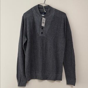Grayers Dark Gray Buttoned Crewneck Sweater